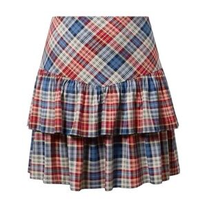 torrid Plaid Tiered Ruffle Mini Skirt - Red, Blue & Cream new with tags
